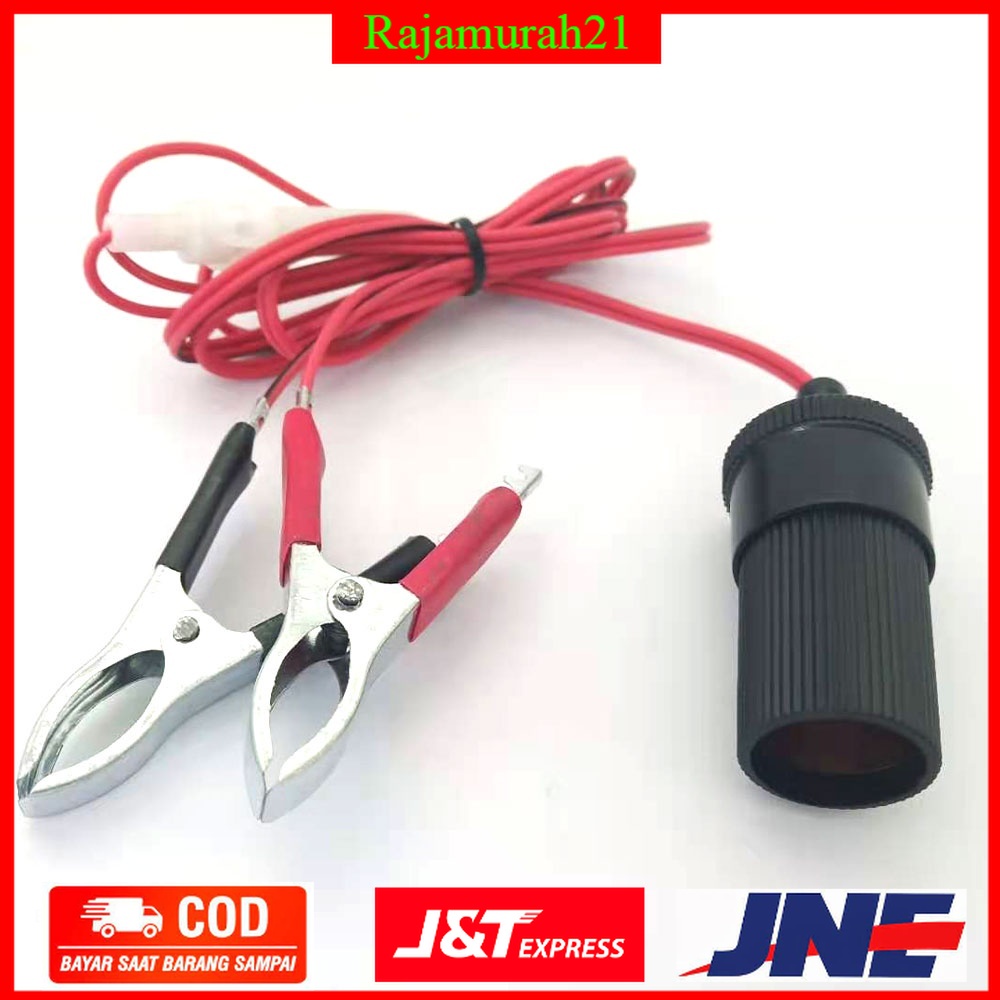 Terminal Clip-on Aki Mobil Cigarette Plug Power Socket 12V 1.5 Meter