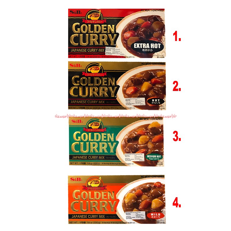 S&amp;B Golden Curry 220gr Japanese Curry Mix Mild Medium Hot Extra Hot Saus Kari Jepang Japan Sauce Saos SB