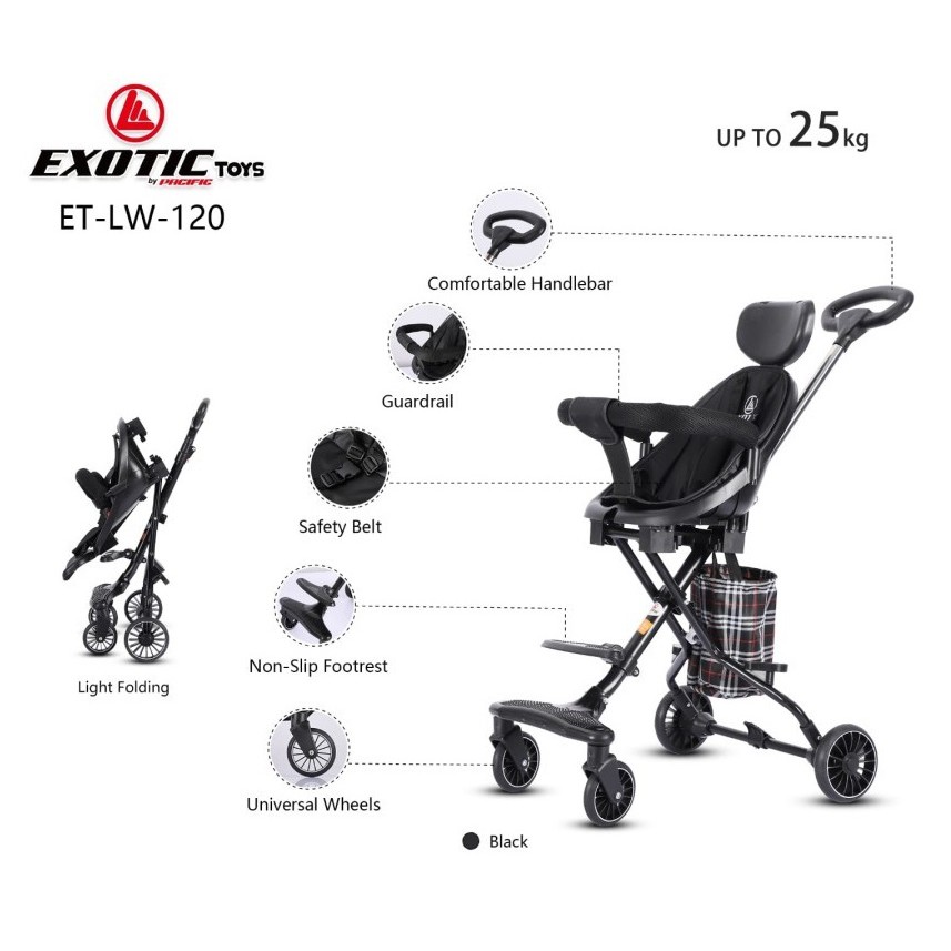 Stroler Anak Bayi Balita Kursi Dorong Micro Stroller Trike Exotic ET LW120 Lipat Garansi SNI-2