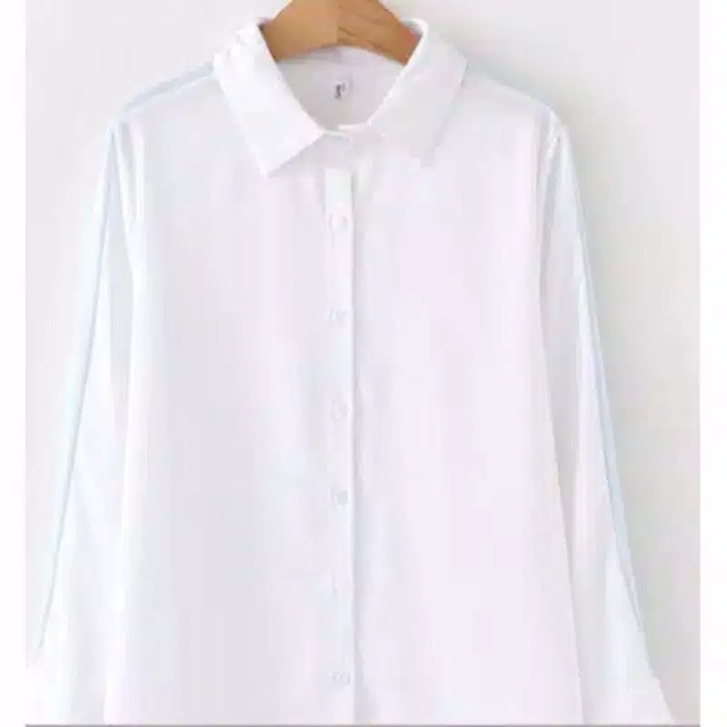 BM ~KEMEJA POLOS HITAM PUTIH MOSCREPE / KEMEJA TANGAN SKODER / Kemeja kantor polos putih COD-6