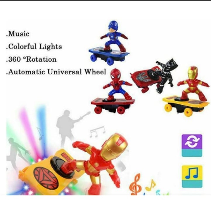 Mainan Skuter Spiderman Avengers Hero Elektrik dengan Musik Lampu LEd