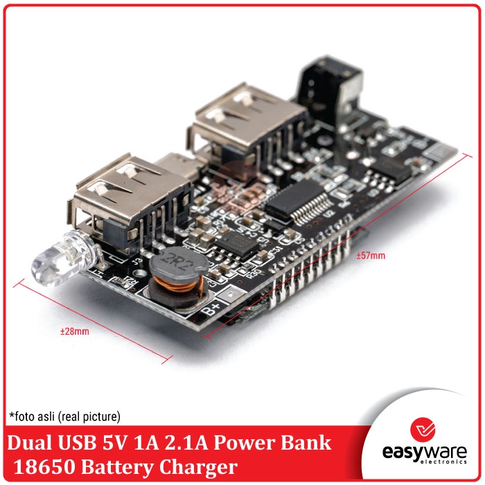 POWERBANK MODULE DUAL USB 5V 1A 2.1A WITH LCD POWER BANK MODULE