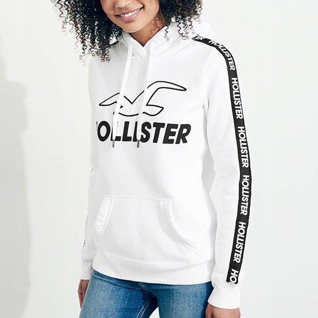 hollister logo tape hoodie