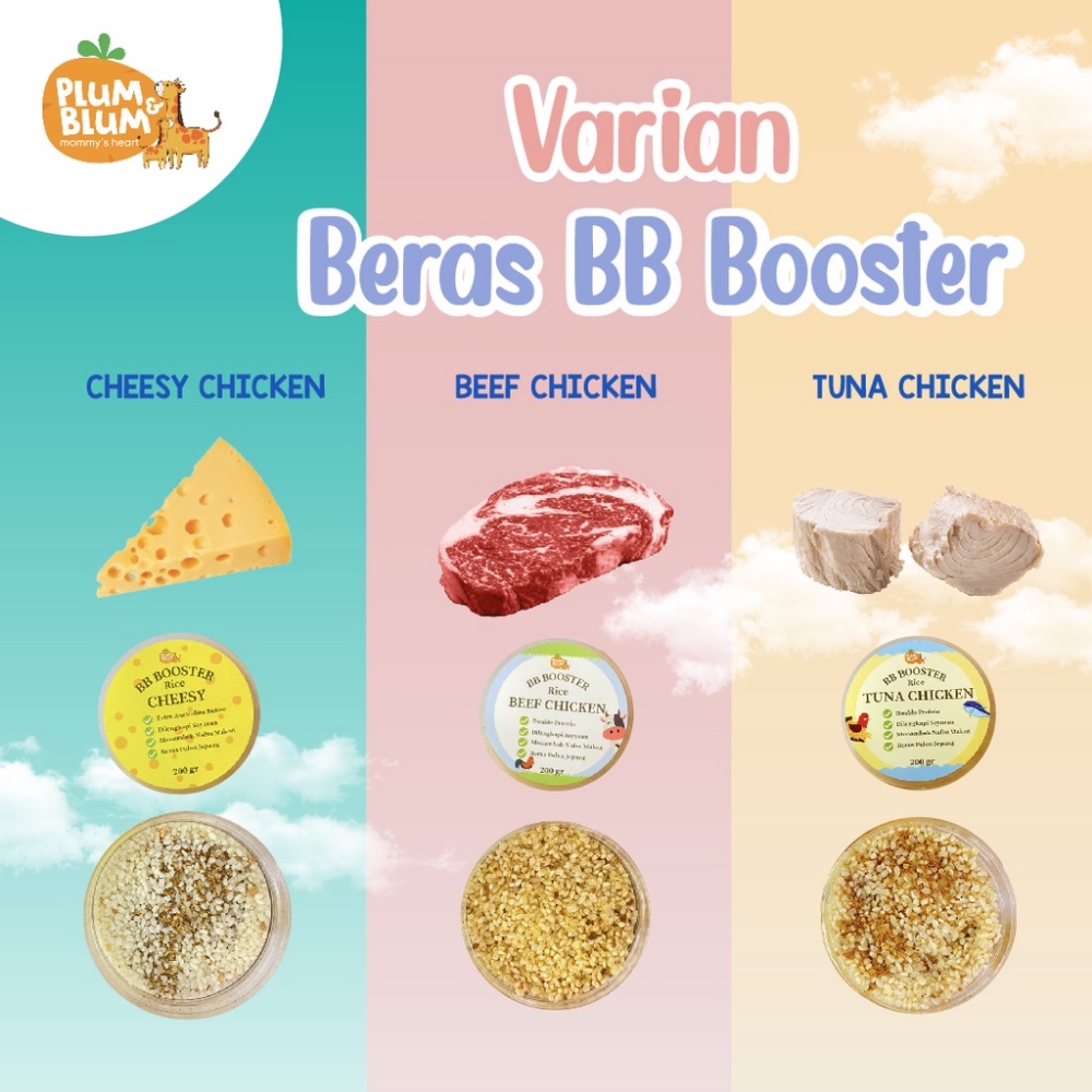 Plum &amp; Blum Beras MPASI BB Booster 200 g / Plum and Blum Beef Chicken Tuna Cheese / Beras Pulen Jepang / 6 bulan+