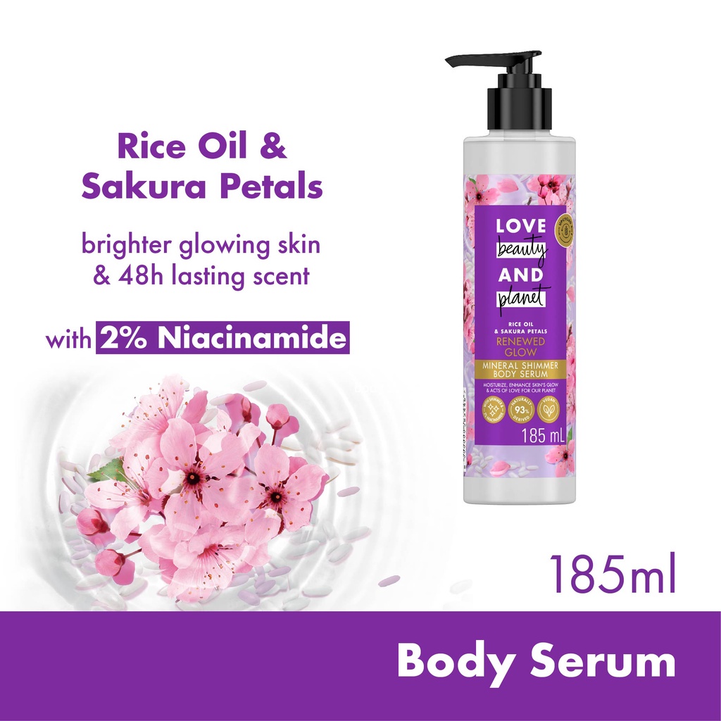 Love Beauty &amp; Planet Rice Oil &amp; Sakura Glow Body Serum with 2% Niacinamide 185ml