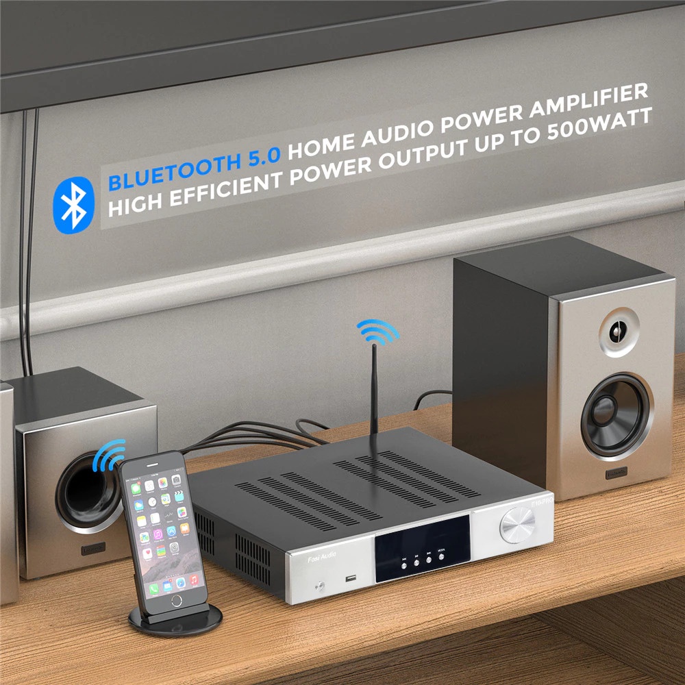 Fosi Audio Bluetooth 5.0 Stereo Home Audio Power Amplifier DAC HiFi TPA3251D2 with Remote - E10 PRO - Black