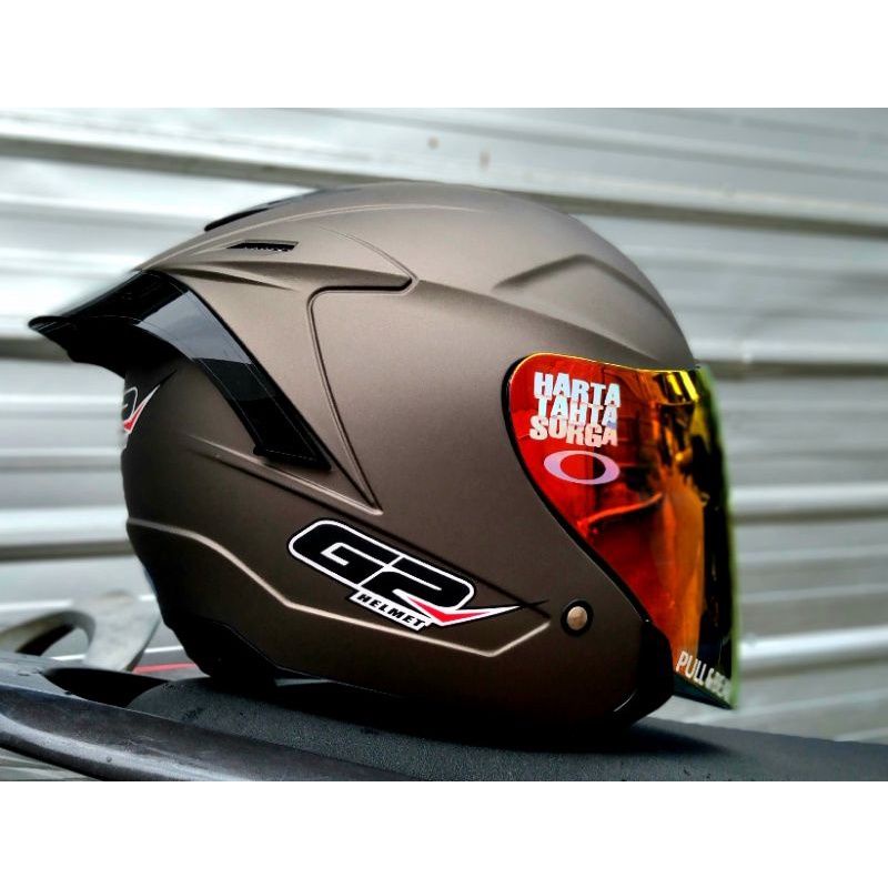 helm half face G2 optimax solid paket ganteng (dapet kaca ori)