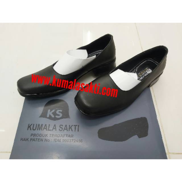 Sepatu Polwan PDH Dop Kulit Asli Hak 3 cm