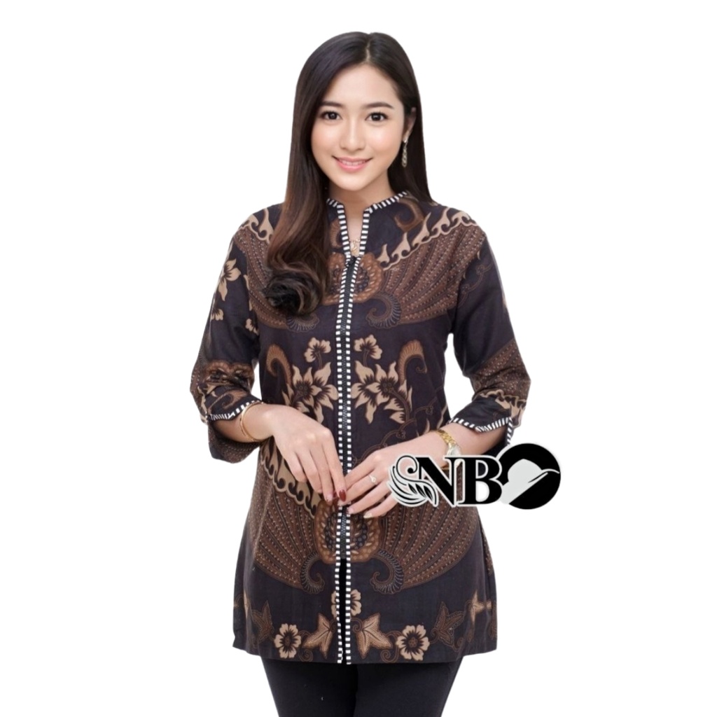 Kenongo BATIK Atasan - BATIK Wanita RISNA HRB026 Blus Batik Exsclusive di kelasnya