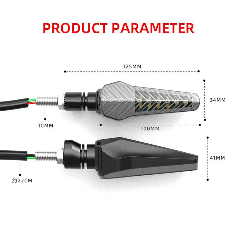 2Pcs Panduan Warna Ganda Lampu Rem Sepeda Motor Tahan Air Lampu Indikator Sein Lampu Siang Hari Lampu Integrasi