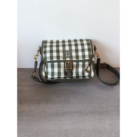 TB PIPER GINGHAM CROSSBODY GREEN