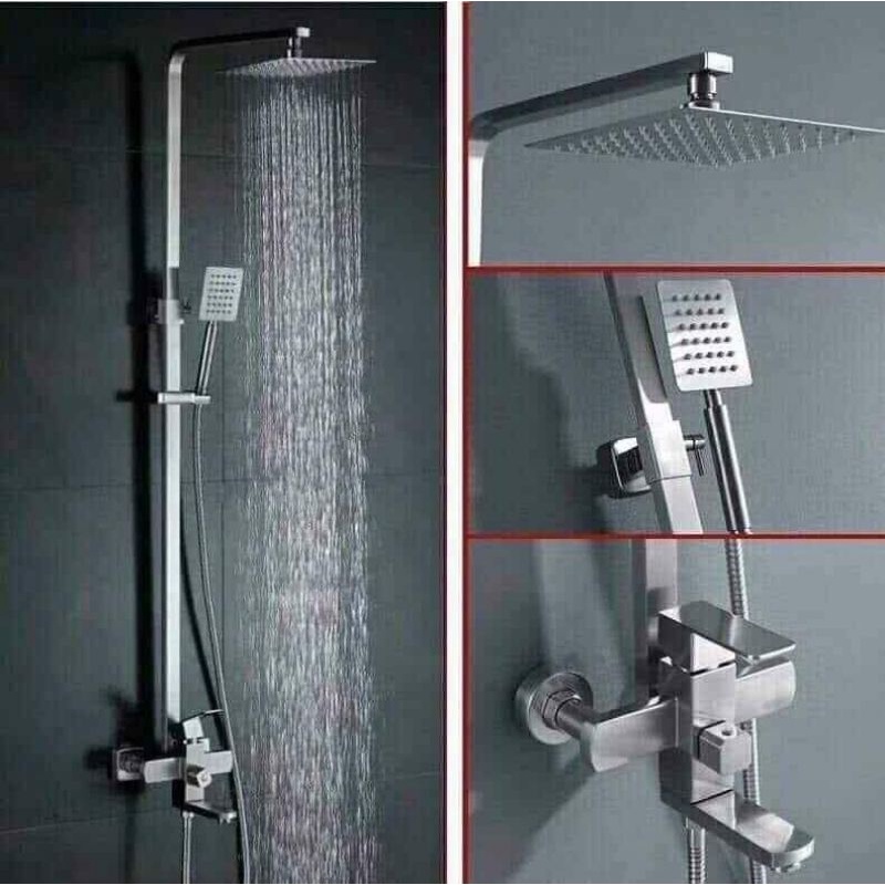 Kran tiang shower kotak full stainless sus  304 / shower tiang stainless  panas dingin