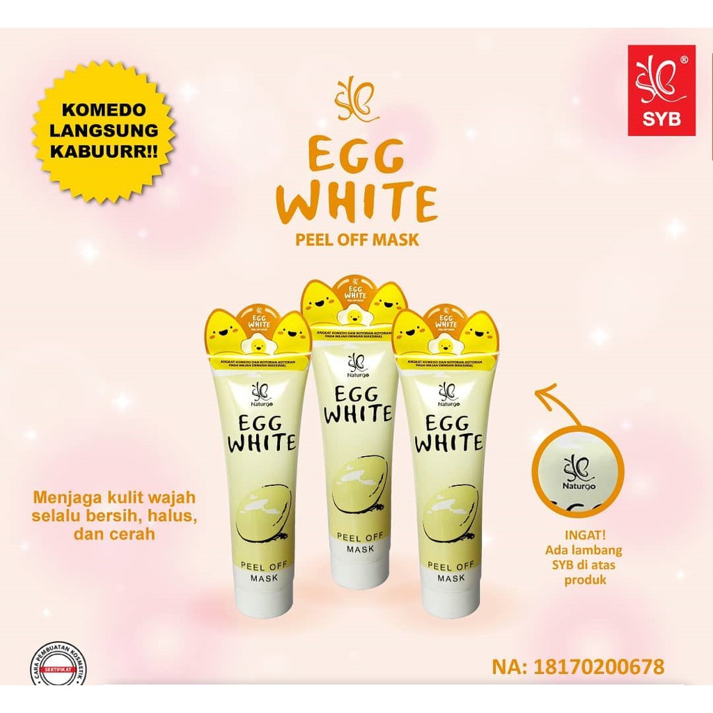 ✿ELYSABETHME✿ S.Y.B Peel off masker Telur egg white gelatin herbal organik alami tear cocok untuk kulit berminyak komedo sensitif