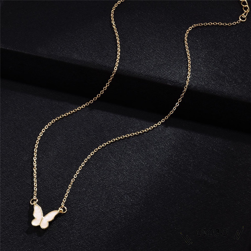 Korea Kalung Kupu-kupu Manis Warna Kalung Fashion Liar Necklace - Ol