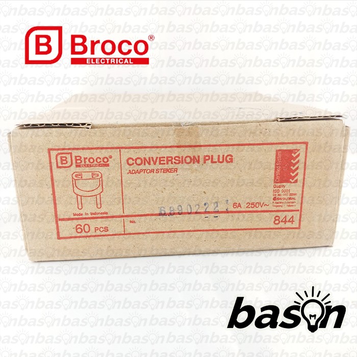 BROCO 844 STD Conversion Plug 6A 250V Black - Konverter Colokan