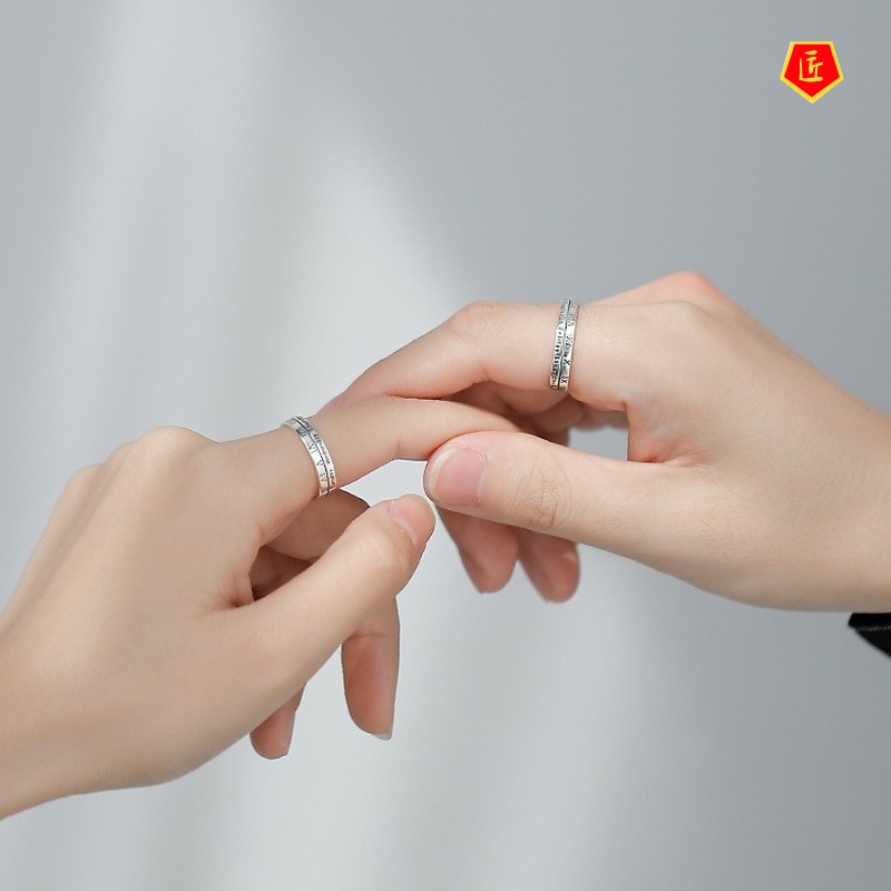 [Ready Stock]S925 Silver Simple Personality Couple Ring Retro Fashion