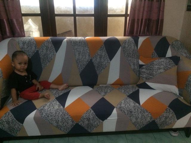 Cover Sofa 2 Seater Dudukan Import Elastis Stretch Sarung Penutup Pelindung Sofa