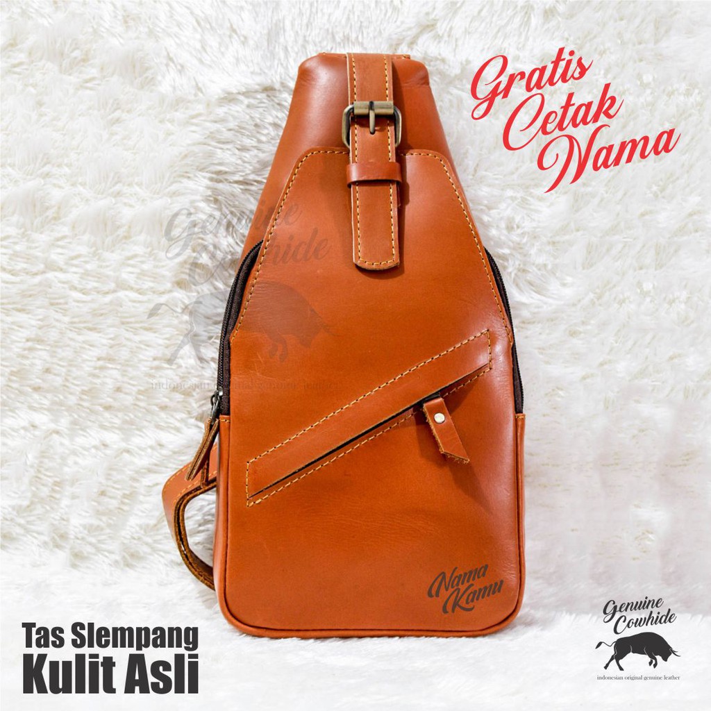 Tas Selempang Pria Material Kulit Asli - Genuine Cowhide