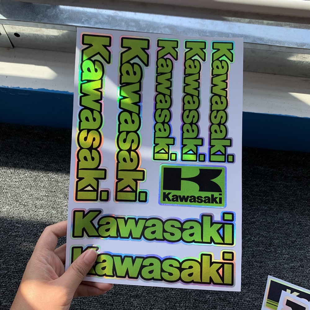 ❤READY STOCK❤ Kawasaki Reflective Sticker Laser Decal Helmet Decoration Motorcross Motorcycle Decals