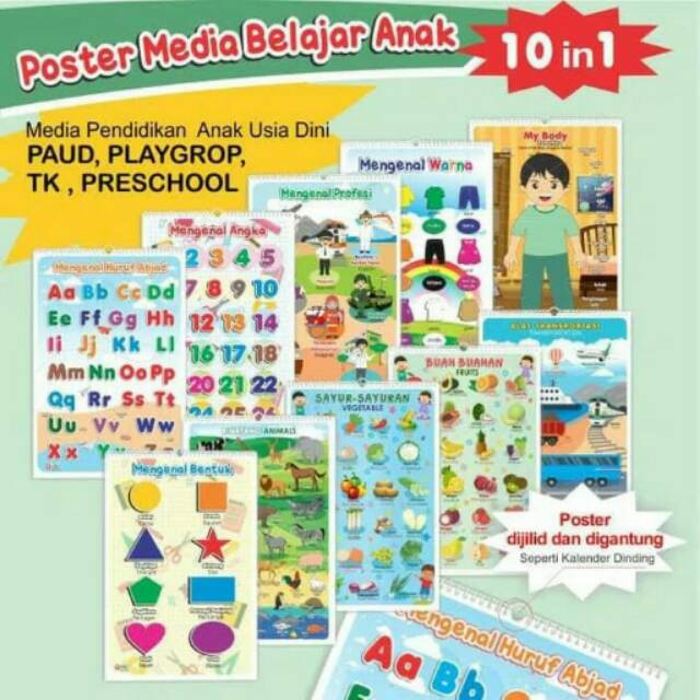 Poster Belajar Anak PAUD TK PLAYGROUP PRESCHOOL 