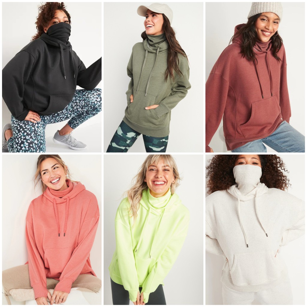 Hoodie Old Navy Oversized Rib-Knit Funnel-Neck Pullover Hoodie Wanita Original