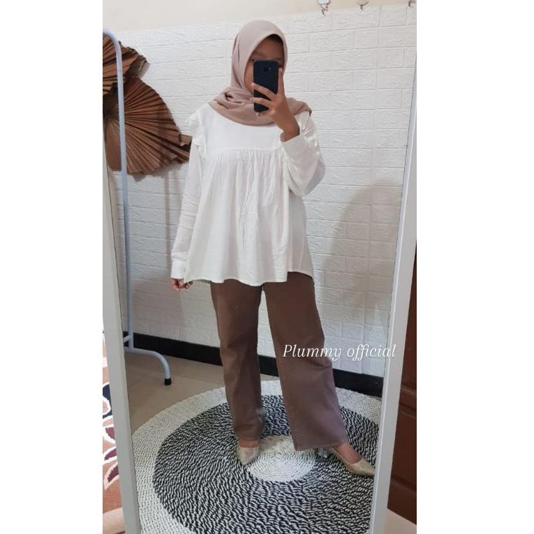 PROMO CELANA KULOT JEANS LOOSE WANITA POLOS PASTEL LILAC CREAM HIGHWAIST JENS CUTBRAY ☭ 868
