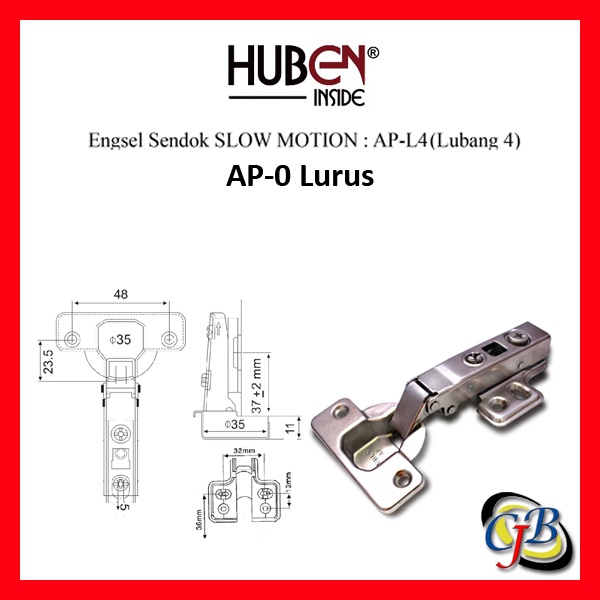 Engsel Sendok Hidrolik Huben AP-L4 Hidrolik + Sekrup