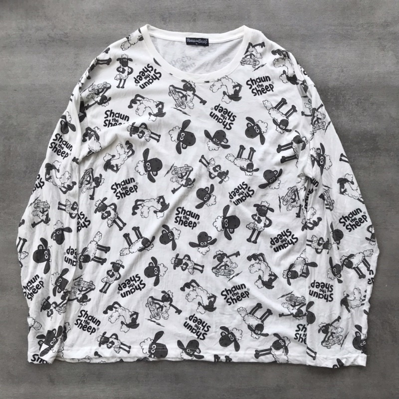 kaos panjang long sleeve shaun THe sheep aop second