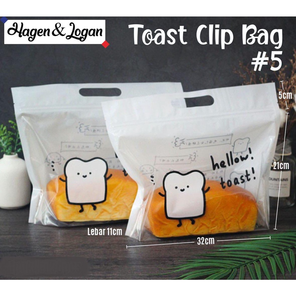 Toast Clip Bag / Plastik Roti Manis / Foodgrade / Plastik Roti Tawar isi 5 Pcs