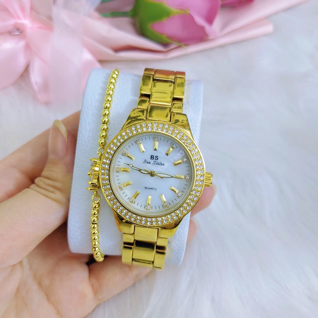 Jam Tangan Wanita Bee Sister Stripe Asli Versi Korea