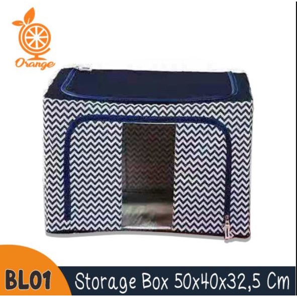 WHI Kotak Penyimpanan Multifungsi Organizer Serbaguna Storage Box 66L Double Zipper Frame Baja Large Besar Multifungsi Termurah