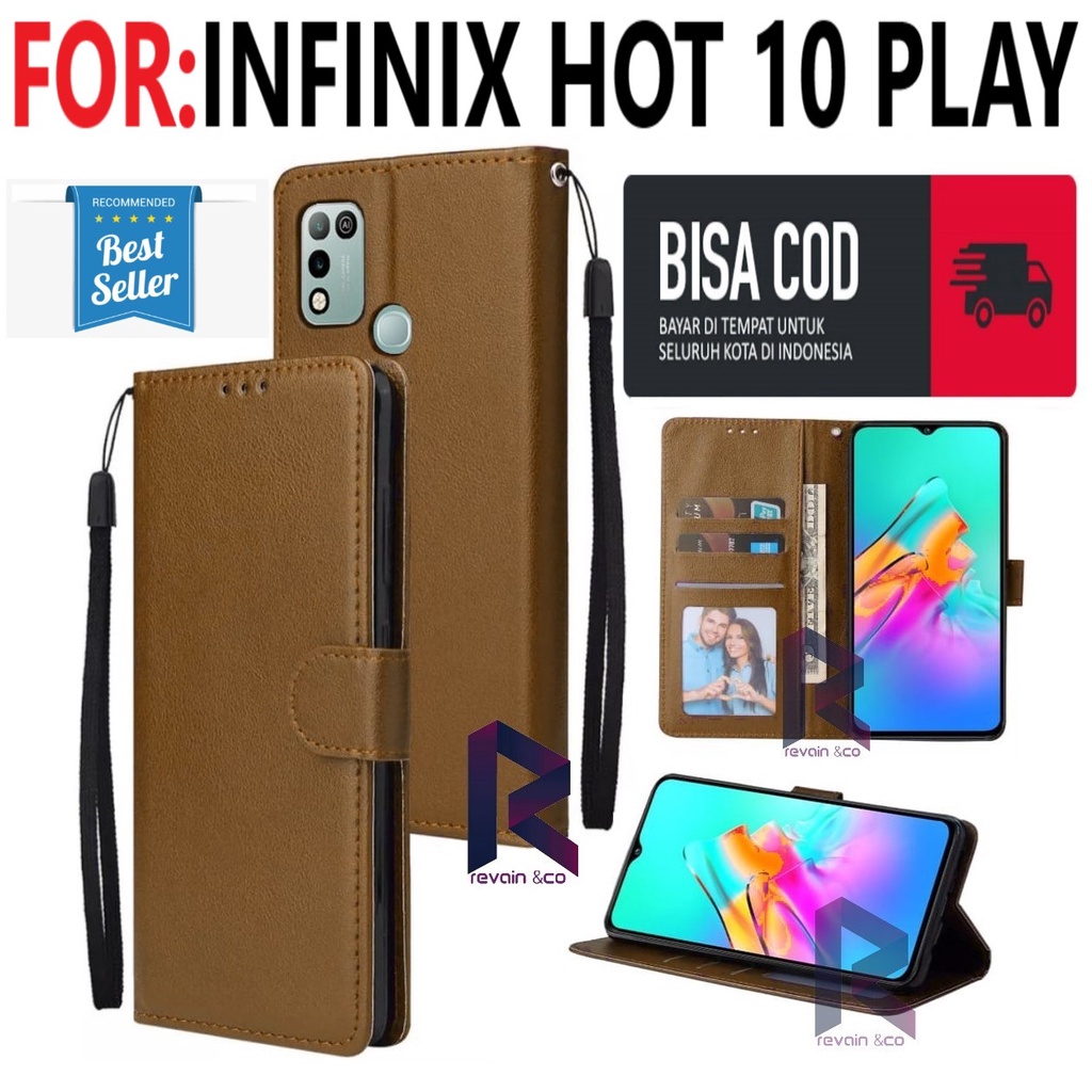 CASE INFINIX HOT 10 PLAY FLIP WALLET LEATHER KULIT PREMIUM SARUNG BUKA TUTUP FLIP CASE INFINIX HOT 10 PLAY