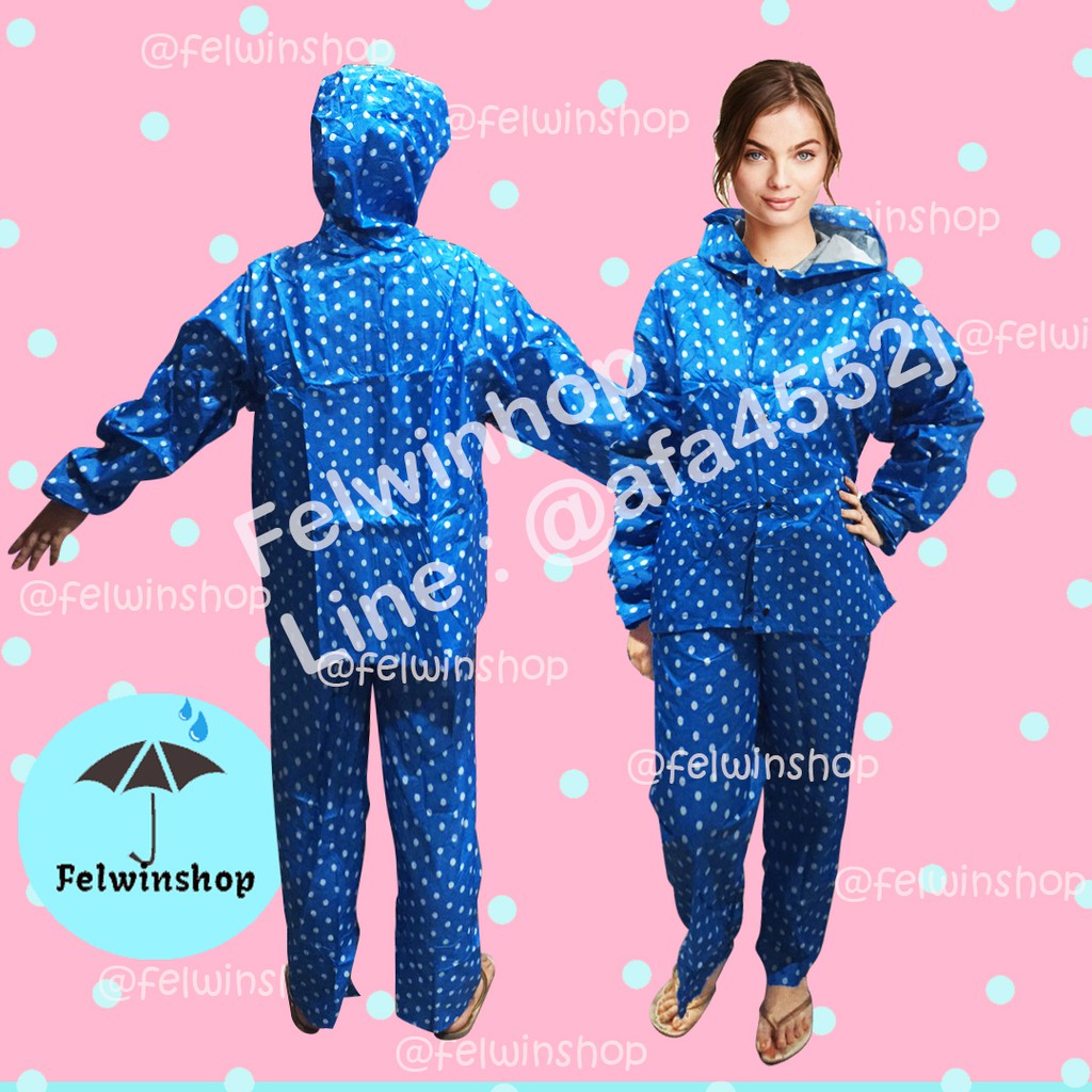 FELWINSHOP Jas Hujan Polkadot Dewasa Bahan Parasut Cantik