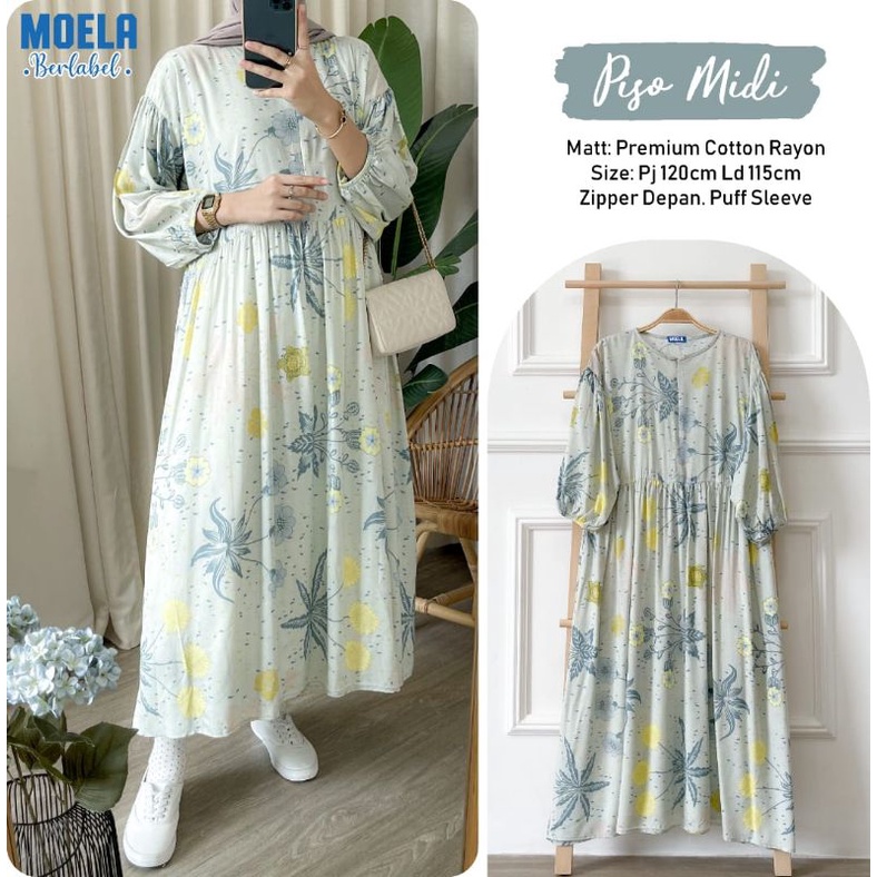 Moa Rosie Made Sinmi Lolia Tigri Bivo Midi Dress by Moela