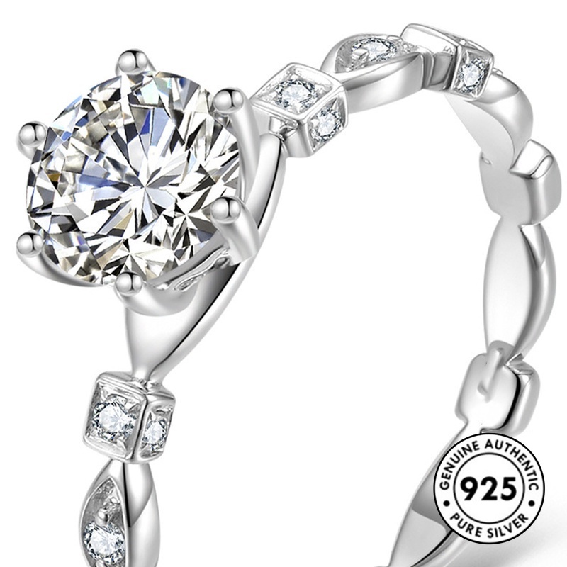 Cincin Berlian Bahan S925 Silver Untuk Wanita