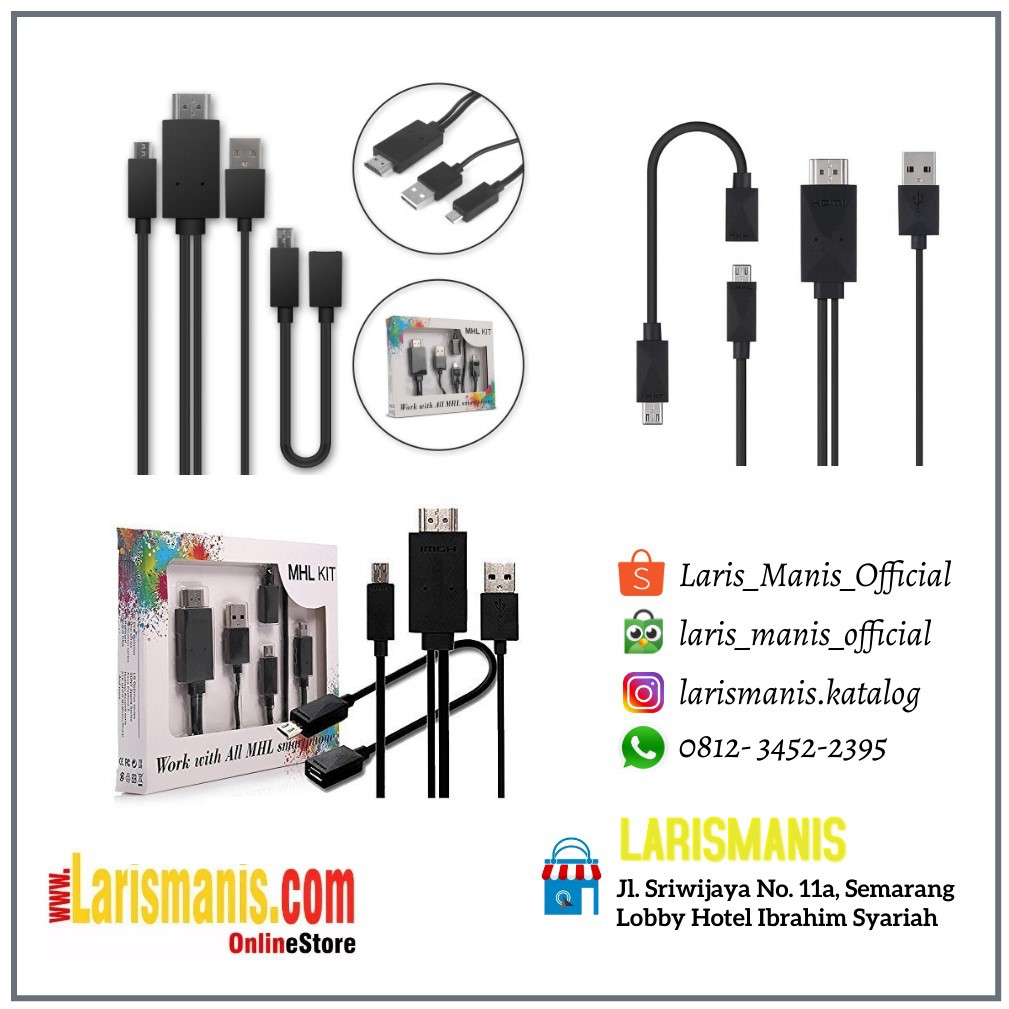 Kabel MHL To HDMI - Micro USB To HDMI Warna Hitam