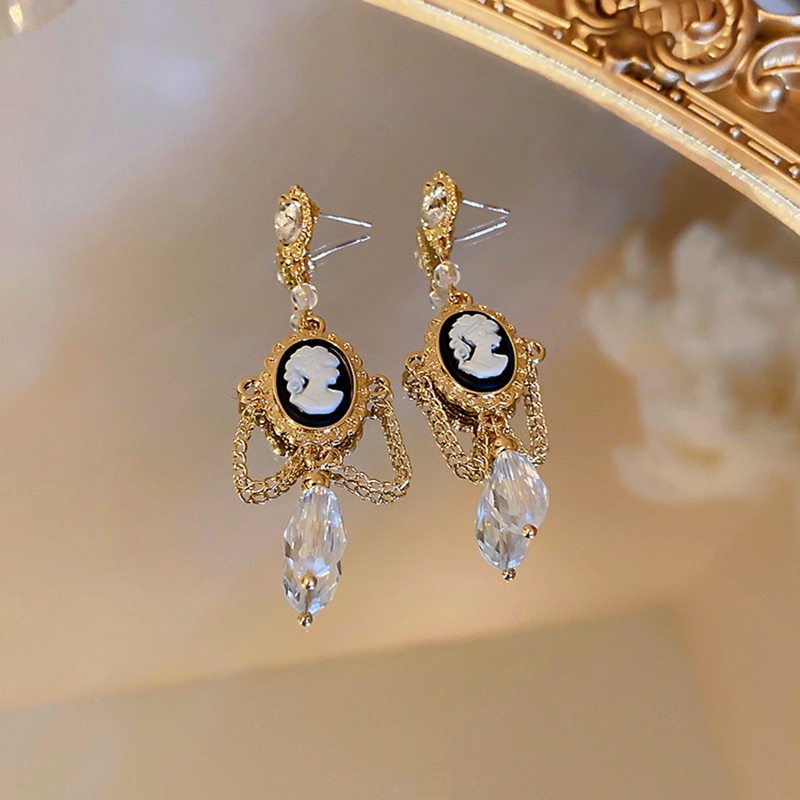 Fancyqube Fancycube Anting Tusuk Sterling Silver 925 Desain Potret Kristal Gaya Korea