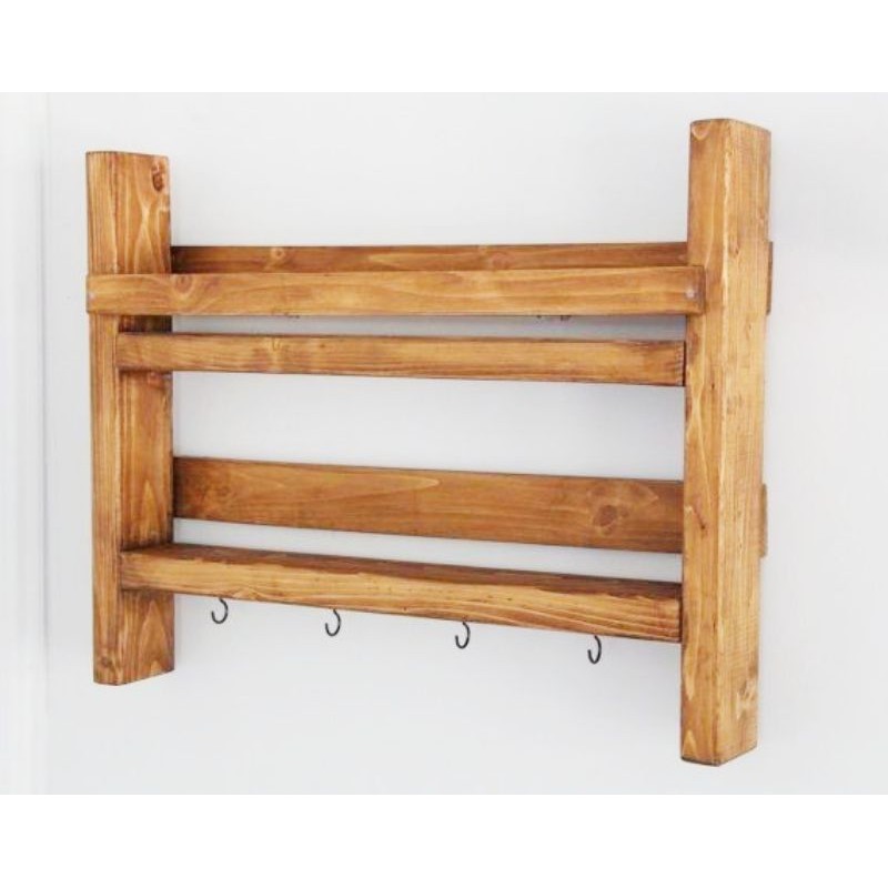 Rak Bumbu Dapur Gantung Kayu Serbaguna Tempel Susun Tingkat Dinding Minimalis Dekorasi Dinding Murah-1