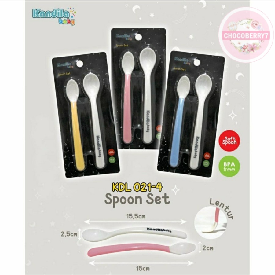 Kandila Spoon Set isi 2 Sendok Makan Bayi Lentur Cocok untuk MPASI KDL021-4 Baby Spoon