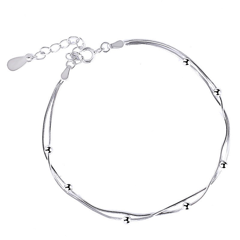 Gelang Fashion Wanita Perak Lapis Rhodium Solid Sterling 925 GS016 motif simple executive