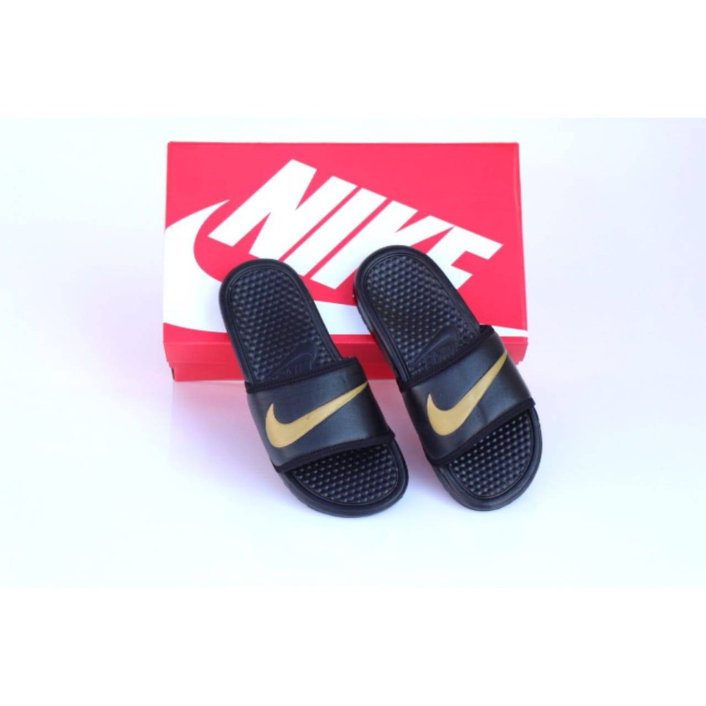 SANDAL NIKE BENASI BLACK LIST GOLD SANDAL NIKE MURAH