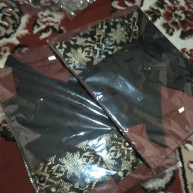 Risna Batik Hrb026 Kombinasi Batik Polos Warna M L Xl Pendek Batik Prada Pekalongan Masa Kini Keren