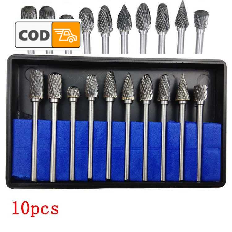 Mata Bor Tuner Porting 1 Set Lengkap Isi 10 PCS Cuner Porter Tungsten Carbide Untuk Melubangi Bubut 
