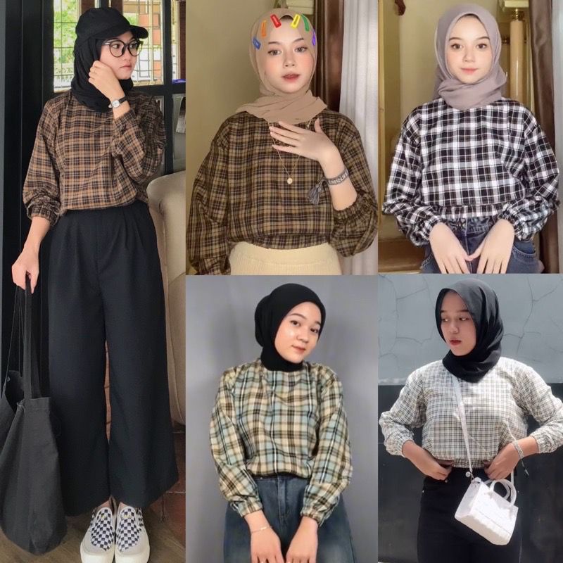 BEFAST - ZFS OOTD Wanita Blouse YOGIE / TINCA TARTAN BLOUSE / OOTD Wanita Pakaian Blouse / Blouse Keluaran Terbaru / Bloue Motif Kotak-Kotak / Hem Blouse Kekiniaan Remaja Wanita / Trendy