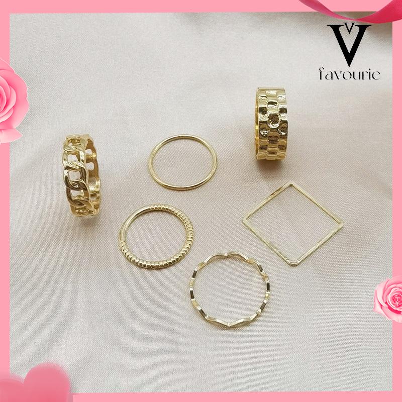 [COD]4pcs / Set Cincin Jari Telunjuk Bentuk Geometris Gaya Retro Untuk Wanita-FA