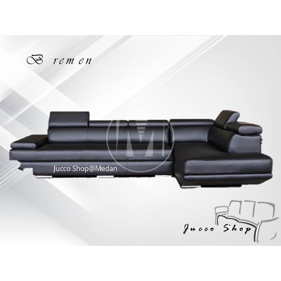 [ JUCCO ] Sofa Tamu Modis Bremen - Sofa Sudut  Minimalis set - Sofa Santai Sandaran Kepala Hidrolik-