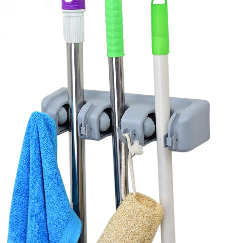 Trend-Magic Mop Holder Gantungan Sapu Gantungan Alat Pel Gantungan Hook 3 Slot Peralatan Kamar Mandi