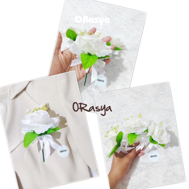 BJ11 Boutonier Bunga Jas Pengantin Pria / bross tanda pengenal panitia wedding