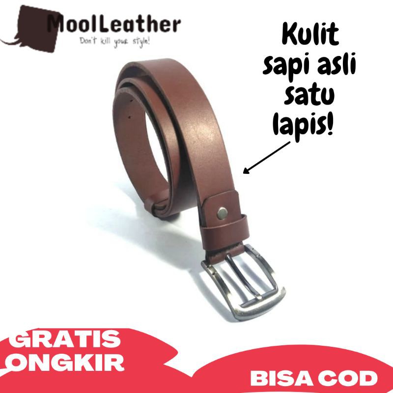 Mool Leather - Ikat Pinggang Sabuk Pria Kulit Sapi Asli Warna Coklat