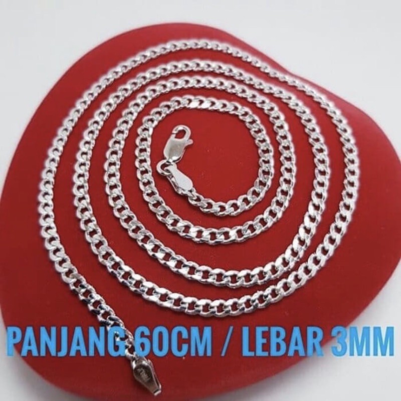 Kalung sisik naga kalung pria sisik naga kalung perak 50cm lapis emas putih